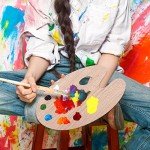 Tamaki Wooden Paint Palette Paint Tray Palettes for Acrylic, Painting Palette Art Pallet for Painting, Thumb Holder Trays for Artist, 1 PCS