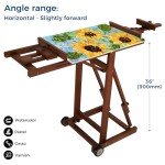 VISWIN Collapsible H-Frame Easel, Hold 1 or 2 Canvas up to 78", Adjustable Beech Wood Easel for Painting, Movable & Tilting Flat Floor Art Easel Stand, Studio Art Easel for Adults, Artists - Walunt