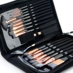 Transon Art Paint Brush Kit 16 Paint Brushes with Foam Brush Spatula and Brush Case for Oil, Acrylic, Watercolor, Gouache, Painting Black