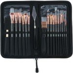 Transon Art Paint Brush Kit 16 Paint Brushes with Foam Brush Spatula and Brush Case for Oil, Acrylic, Watercolor, Gouache, Painting Black