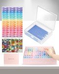 45pcs Diamond Painting Storage Containers Trays, Diamond Painting Accessories Diamond Painting Trays with Lids, 2-in-1 Storage and Diamond Art Trays, Bead Storage & Line-Up, Box Package