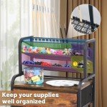 XIAPIA 3 Tier Rolling Cart on Wheels, Art Supply Storage Organizer with Drawer and Dividers, Heavy Duty Art Craft Cart for Home Studio Office Drawing Class, Utility Cart for Art Worker Artists, Black