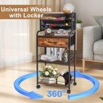 XIAPIA 3 Tier Rolling Cart on Wheels, Art Supply Storage Organizer with Drawer and Dividers, Heavy Duty Art Craft Cart for Home Studio Office Drawing Class, Utility Cart for Art Worker Artists, Black