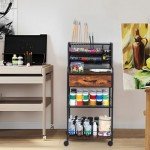 XIAPIA 3 Tier Rolling Cart on Wheels, Art Supply Storage Organizer with Drawer and Dividers, Heavy Duty Art Craft Cart for Home Studio Office Drawing Class, Utility Cart for Art Worker Artists, Black