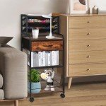 XIAPIA 3 Tier Rolling Cart on Wheels, Art Supply Storage Organizer with Drawer and Dividers, Heavy Duty Art Craft Cart for Home Studio Office Drawing Class, Utility Cart for Art Worker Artists, Black