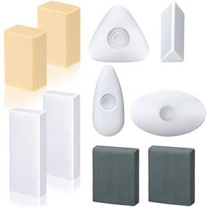10 Pieces Drawing Art Pencil Erasers, Multi-Shape Painting Grey Kneaded White Foam Erasers with Grip for Art Sketching Drafting Supplies