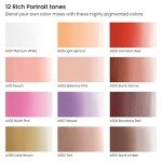 ARTEZA Gouache Paint, Set of 12, Skin Tones, 0.4 US fl oz Gouache Paint Tubes, Opaque Gouache Set for Canvas and Paper