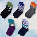 Chalier 5 Pairs Womens Famous Painting Art Printed Funny Casual Cotton Crew Socks, Art Painting B, Fits shoe size, mens 5-10, womens 6-11