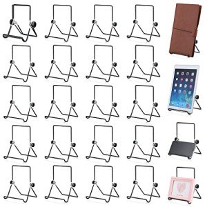 Kenning 24 Pieces Adjustable Easel Stand 5.5" x 7.1" Wire Display Stand Plate Holder Foldable Picture Frame Stand, Wire Display Stand for Photo Plate Book Cookbook Tabletop Art, Black