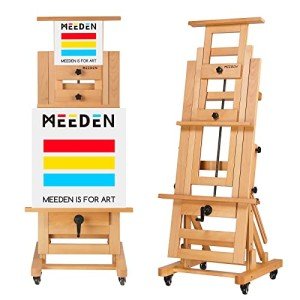 MEEDEN Extra-Large Artist Easel, Heavy Duty Painting Easel, Solid Beech Wood Professional H-Frame Easel, Movable and Tilting Flat Art Easel Stand for Adults, Holds Art Canvas Up to 76.7"