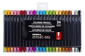 Zebra Pen Zensations Mechanical Colored Pencils, 2.0mm Point Size, Assorted Colored Lead, 24-Count, Assorted Colors