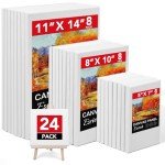 ESRICH Stretched Canvas for Painting, 24 Multi Pack 11x14, 8x10, 5x7(8 of Each) Blank Canvases for Painting, Primed Paint Canvas for Oil Paint, Acrylic Paint, for Beginners, Artists.