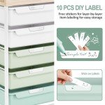 Rolling Storage Cart with 10 Large Drawers, Utility Cart with Wooden TableTop for Craft Organizers, Art Supply Storage, Home Office Organization, Cart with Wheels for Classroom, School, Green