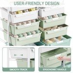 Rolling Storage Cart with 10 Large Drawers, Utility Cart with Wooden TableTop for Craft Organizers, Art Supply Storage, Home Office Organization, Cart with Wheels for Classroom, School, Green