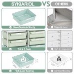 Rolling Storage Cart with 10 Large Drawers, Utility Cart with Wooden TableTop for Craft Organizers, Art Supply Storage, Home Office Organization, Cart with Wheels for Classroom, School, Green