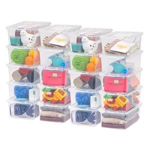 IRIS USA 6 Qt Clear Plastic Storage Bins with Lids, BPA-Free Stackable Containers for Organizing Shoes, Closet Shelves, Classroom & Teacher Supplies, Game Storage, 20 Pack