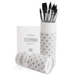 ARTEGRIA Watercolor Brush Set, 10 Soft Synthetic Squirrel Paint Brushes, Including Pointed Rounds, Flats, Dagger, Oval Wash