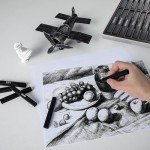 Dlicoda 24 Pcs Compressed Charcoal Sticks with Soft, Medium, Hard and White Charcoal - Premium Drawing Charcoal Kit for Drawing, Sketching and Shading - Art Supplies for Artists Beginners