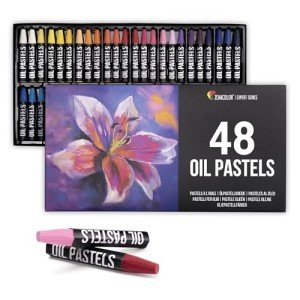 Zenacolor Oil Pastels for Artists (Set of 48) - pastel oil pastels for kids - High-Pigment Water-Resistant Oil Pastel Colors - Soft Texture, No Residue - Art Supplies for Artists