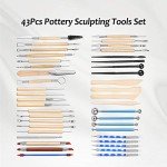 ISSEVE Pottery Clay Sculpting Tools 43Pcs Double Sided Ceramic Clay Carving Tool Set with Upgrade Stand-Up Design Carrying Case for Beginners Professionals School Student Pottery Modeling Smoothing