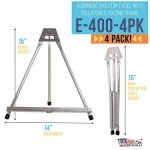 U.S. Art Supply 15" High Aluminum Tabletop Display Easel (Pack of 4) - Collapsible Folding Frame, Portable Artist Tripod Stand - Holds Canvas, Paintings, Books, Presentations, Photos, Pictures, Signs