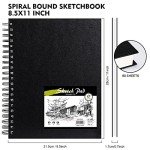 Conda 8.5"x11" Hardbound Sketch Book, Double-Sided Hardcover Sketchbook, Spiral Sketch Pad, Durable Acid Free Drawing Art Paper for Adults
