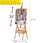 MEEDEN Forward Tilt Studio H-Frame Easel with Art Supply Storage Drawer - Adjustable (58"~75") Solid Beech Wood Easel Stand for Artists, Students and Beginners, Holds Canvas Art up to 37"