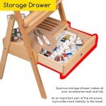 MEEDEN Forward Tilt Studio H-Frame Easel with Art Supply Storage Drawer - Adjustable (58"~75") Solid Beech Wood Easel Stand for Artists, Students and Beginners, Holds Canvas Art up to 37"