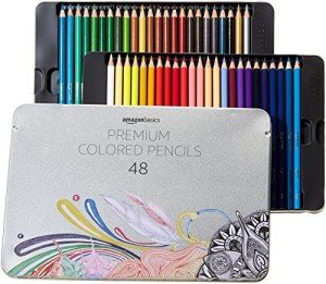 Amazon Basics Premium Colored Pencils 48 Count, Soft Core, Multicolor, Back to School Supplies (Pack of 1)