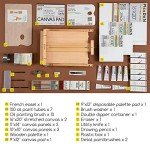 MEEDEN Oil Painting Supplies Set, Professional Artist Oil Painting Kit with Large Studio French Easel, 7×100ml/3.38oz Oil Paints, Oil Paintbrushes, Canvas Panels, Brush Washer, Art Gift for Artist