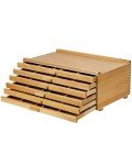 DJAR 6-Drawer Art Supply Storage Box, Portable Beech Wood Organizer with Removable Dividers for Brushes, Pastels, Markers, and Other Art Tools, Natural