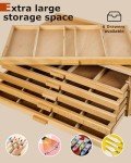 DJAR 6-Drawer Art Supply Storage Box, Portable Beech Wood Organizer with Removable Dividers for Brushes, Pastels, Markers, and Other Art Tools, Natural