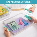 Vtopmart 6 Qt Plastic Storage Bins with Lids, Clear Sensory Bins, Arts Crafts Organizers and Storage, Stackable Containers for Home Office and School Supplies, 4 pack