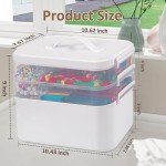 Gifhomfix 3-Layer Plastic Craft Organizers and Storage Box with Removable Trays, Storage Containers with lids and Handle, Art Supply Storage Organizer for Organizing Bead, Sewing, Tool