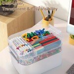 Gifhomfix 3-Layer Plastic Craft Organizers and Storage Box with Removable Trays, Storage Containers with lids and Handle, Art Supply Storage Organizer for Organizing Bead, Sewing, Tool