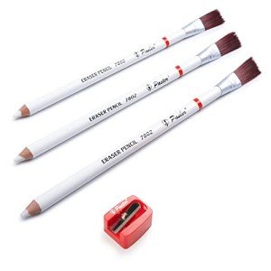 PaslerĀ® Eraser Pencils 7802 Perfection Detail Eraser Pencil with Brush and Sharpener, Perfect for sketches and Coloured Illustrations (4- pack)