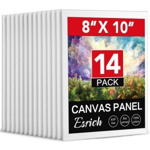 ESRICH Canvases for Painting 8x10In,14 Pack Blank Canvas Boards Bulk - Cotton Art Canvas for Oil, Acrylic & Watercolor Painting.