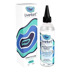 Dimethicone Acrylic Silicone Oil for Pouring, 4 Ounces, 1000cSt, for Artists - Non-Toxic, 100% Pure Liquid Oils to Create Cells in Paintings - Professional Fluid Art Supplies
