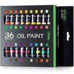 Ohuhu Oil Paint Set, 36 Oil-Based Colors, 12ml/0.42oz x 36 Tubes Non-Toxic Oil Painting Set Supplies for Canvas Painting Artist Kids Beginner Adult Classroom Student Art Supplies Gift DIY
