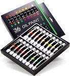 Ohuhu Oil Paint Set, 36 Oil-Based Colors, 12ml/0.42oz x 36 Tubes Non-Toxic Oil Painting Set Supplies for Canvas Painting Artist Kids Beginner Adult Classroom Student Art Supplies Gift DIY
