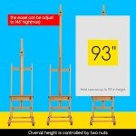 MEEDEN Studio Easel for Painting: Large H Frame Beech Wood Easel Adjustable 75" to 146" H, Hold Canvas up to 93" with 4 Wheels & Storage Tray - Professional Heavy Duty Art Easel for Adults