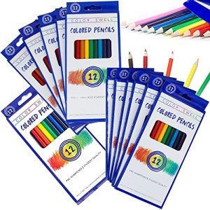 Color Swell Bulk Colored Pencils – 12 Sets, 144 Pre-Sharpened Assorted Vibrant Colors – Ideal for Kids, Teachers, and Classroom Supplies
