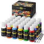 Magicfly Outdoor Acrylic Paint, Set of 30 Colors/Tubes (60 ml, 2 oz.) with Storage Box, Rich Pigments, Multi-Surface Paints for Rock, Wood, Fabric, Leather, Paper, Crafts, Canvas and Wall Painting