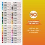 SAKURA Cray-Pas Junior Artist Oil Pastel Set - Soft Oil Pastels for Kids & Artists - 50 Sticks