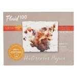 Fluid 100 Watercolor Paper Block, 9 x 12 inches, 15 Sheets, 140 lb (300 GSM) 100% Cotton Cold Press Pad for Artist Painting and Wet Media