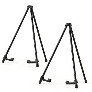 Somime 14" High Tabletop Instant Display Easel - Black Steel Small Tripod Easel Stand with Adjustable Holders for Pictures, Paintings, Posters and Store Signs(2 Pack)