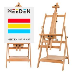 MEEDEN Large Studio Artist Easel, Adjustable Studio Painting Easel, Solid Beechwood H Frame Easel, Display Art Easel for Watercolor, Acrylic, Oil Painting, Adjusts to Max 88", Hold Canvas Up to 59"