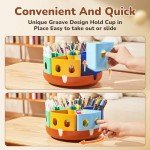 GAMENOTE Rotating Art Supplies Organizer - Lazy Susan Office School Supply for Kids Desk Organization and Storage Homeschool Craft Caddy Classroom (Large)