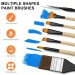 Nicpro 36pcs Paint Brush Set, Professional Paintbrushes with Palette Knife and Cloth Roll, Suitable for Acrylic Painting, Oil, Watercolor, Gouache, Art Supplies for Artists & Beginners (Wooden Color)