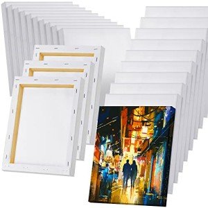 Thenshop Stretched Canvas for Painting 10 oz Triple Primed 100% Cotton White Blank Canvas Bulk Art Canvases for Painting Acrylics Pouring Oil Paint Party Supplies(20 Pieces,8 x 10 Inch)